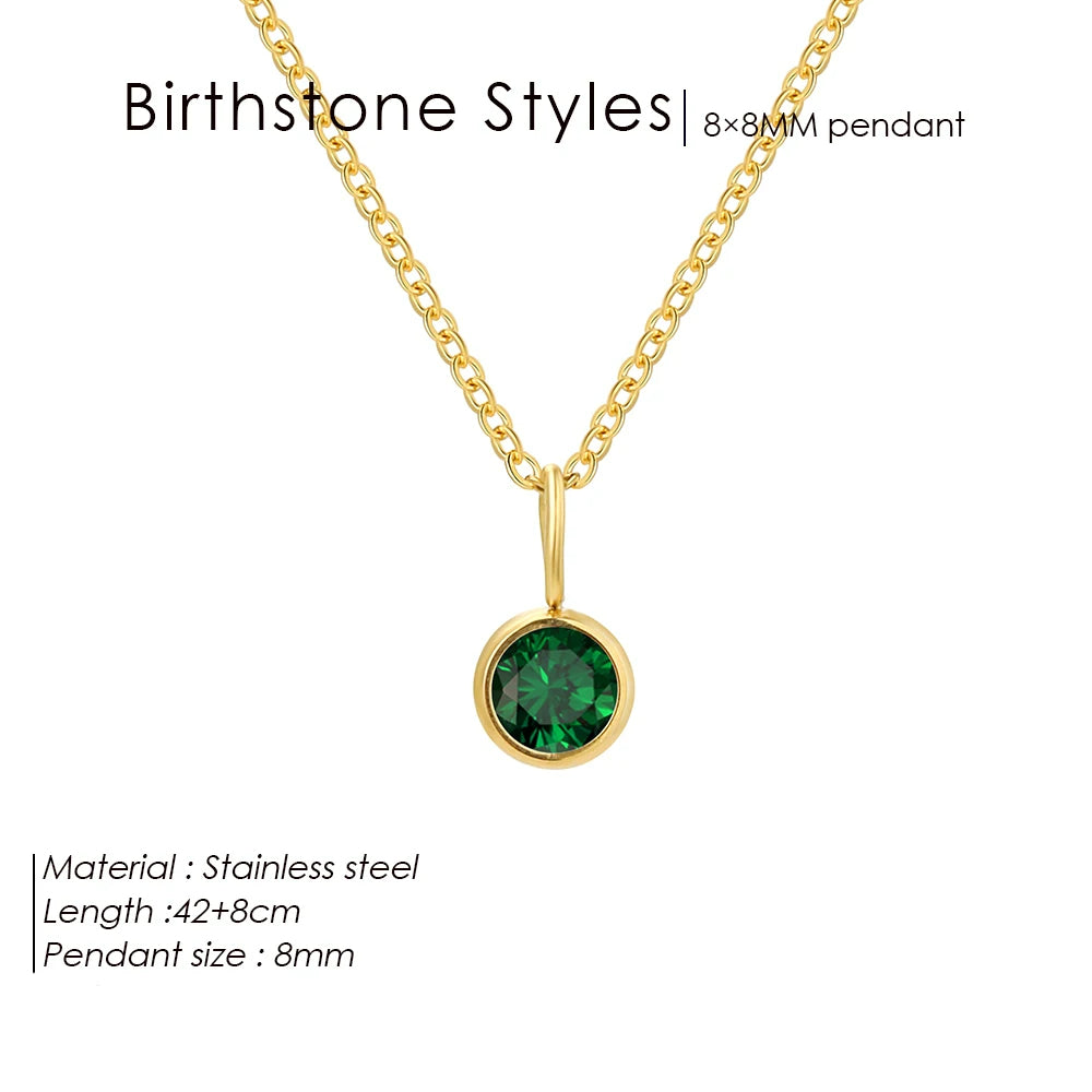 Olivenorma Constellation 8mm Birthstone Pendant Necklace - MAY-Emerald - Rose Gold - image 9