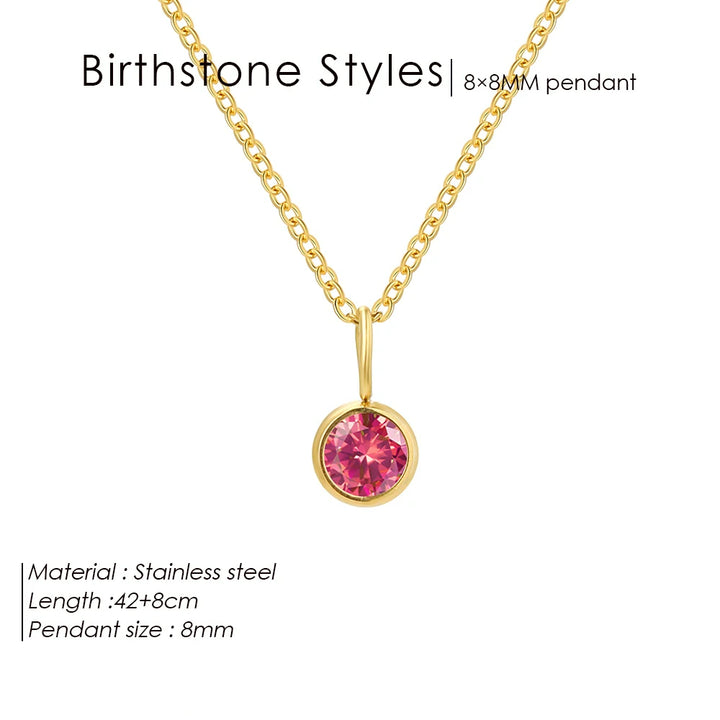 Olivenorma Constellation 8mm Birthstone Pendant Necklace - JULY-Ruby - Rose Gold - image 13