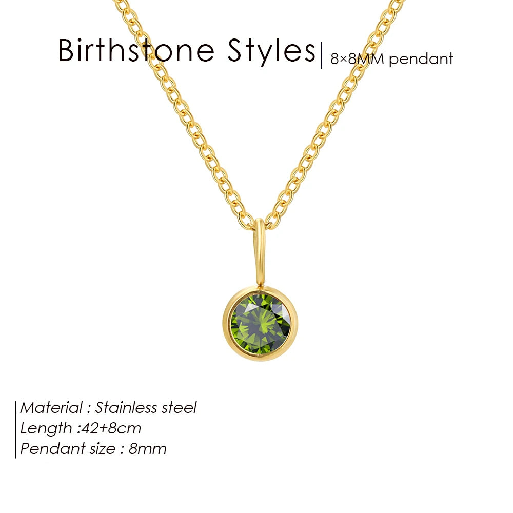 Olivenorma Constellation 8mm Birthstone Pendant Necklace - AUGUST-Peridot - Rose Gold - image 15