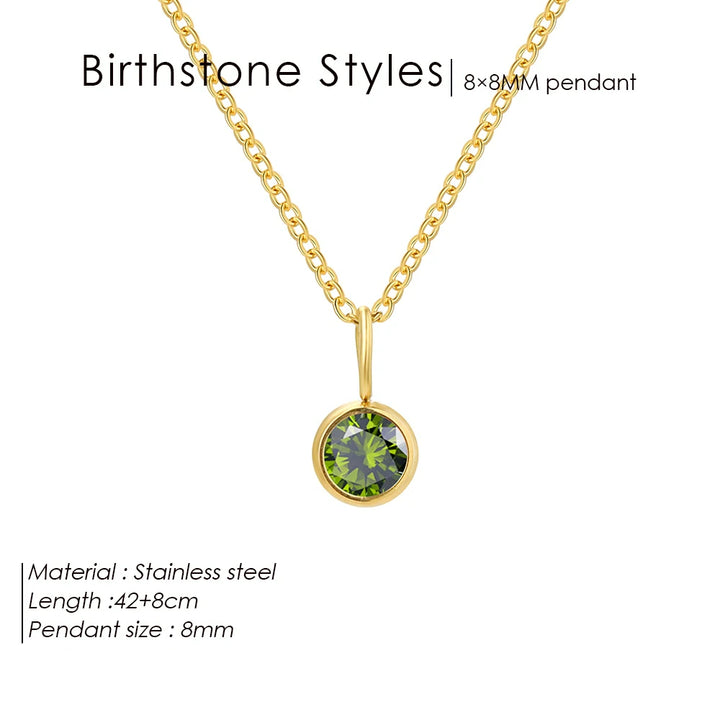 Olivenorma Constellation 8mm Birthstone Pendant Necklace - AUGUST-Peridot - Rose Gold - image 15