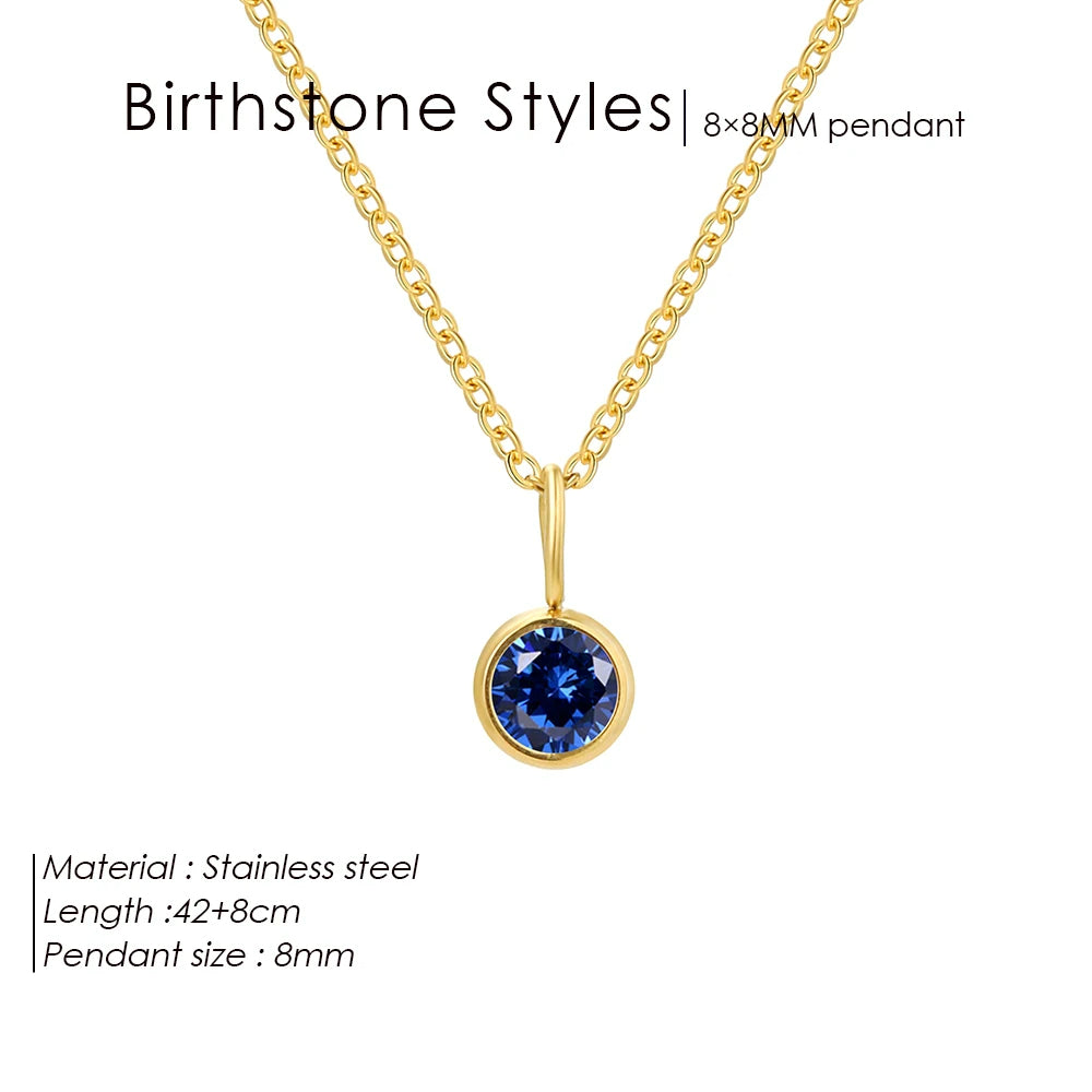 Olivenorma Constellation 8mm Birthstone Pendant Necklace - SEPTEMBER-Sapphire - Rose Gold - image 17