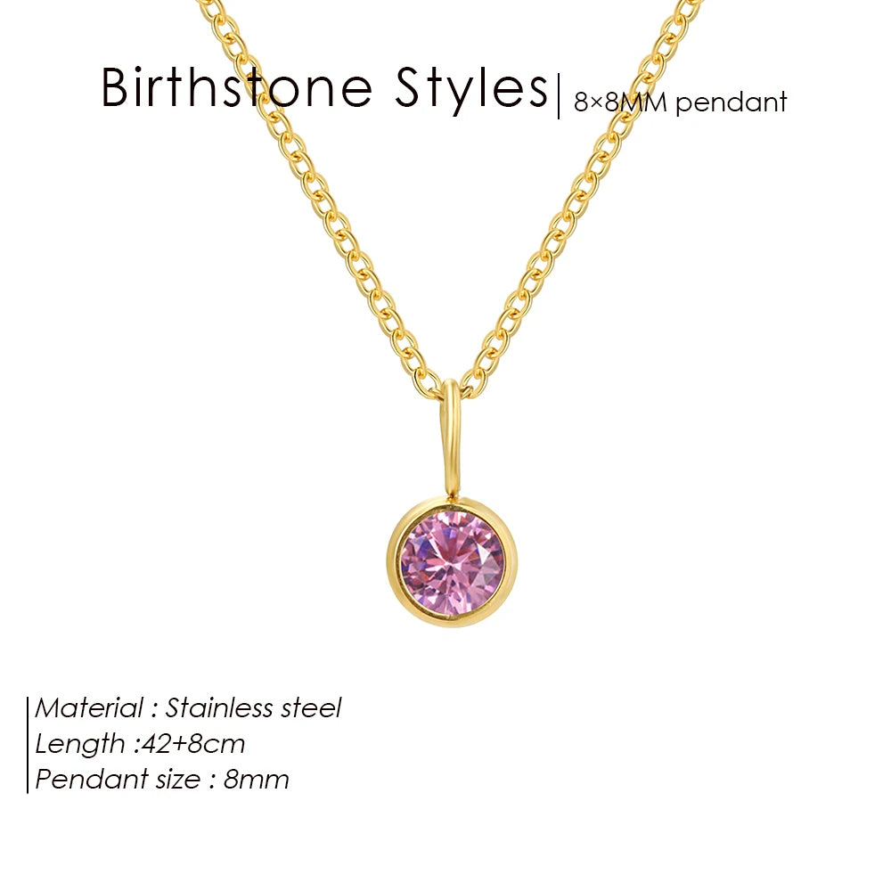 Olivenorma Constellation 8mm Birthstone Pendant Necklace - OCTOBER-Tourmaline - Rose Gold - image 19