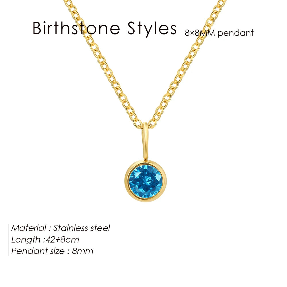 Olivenorma Constellation 8mm Birthstone Pendant Necklace - DECEMBER-Blue Zircon - Rose Gold - image 23