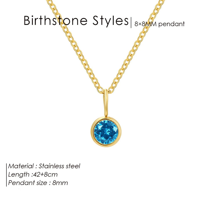 Olivenorma Constellation 8mm Birthstone Pendant Necklace - DECEMBER-Blue Zircon - Rose Gold - image 23