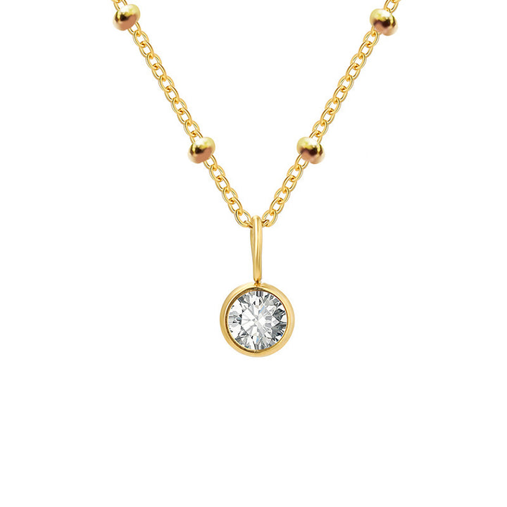 Olivenorma 8mm Round Birthstone Pendant Necklace - APRIL-Diamond - Golden - image 13