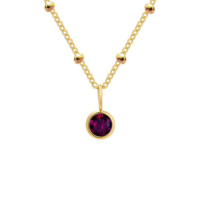 Olivenorma 8mm Round Birthstone Pendant Necklace - JUNE-Alexandrite - Golden - image 21