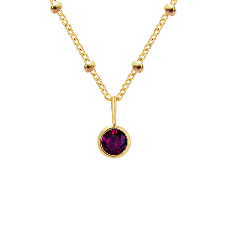 Olivenorma 8mm Round Birthstone Pendant Necklace - JUNE-Alexandrite - Golden - image 21