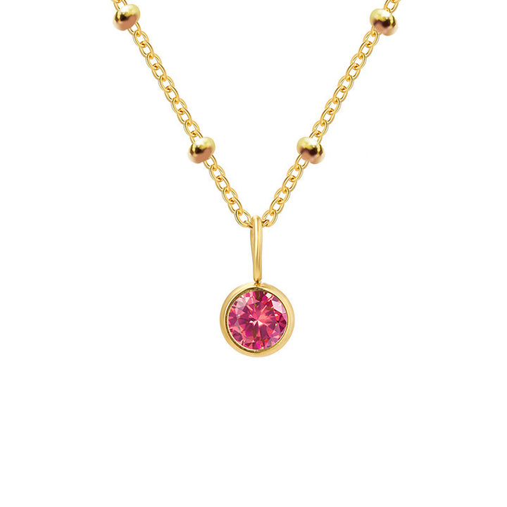 Olivenorma 8mm Round Birthstone Pendant Necklace - JULY-Ruby - Golden - image 25