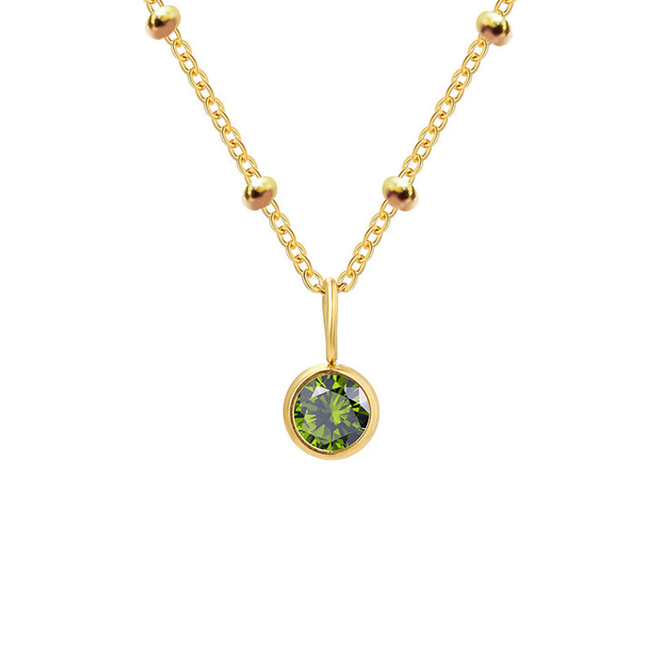 Olivenorma 8mm Round Birthstone Pendant Necklace - AUGUST-Peridot - Golden - image 29