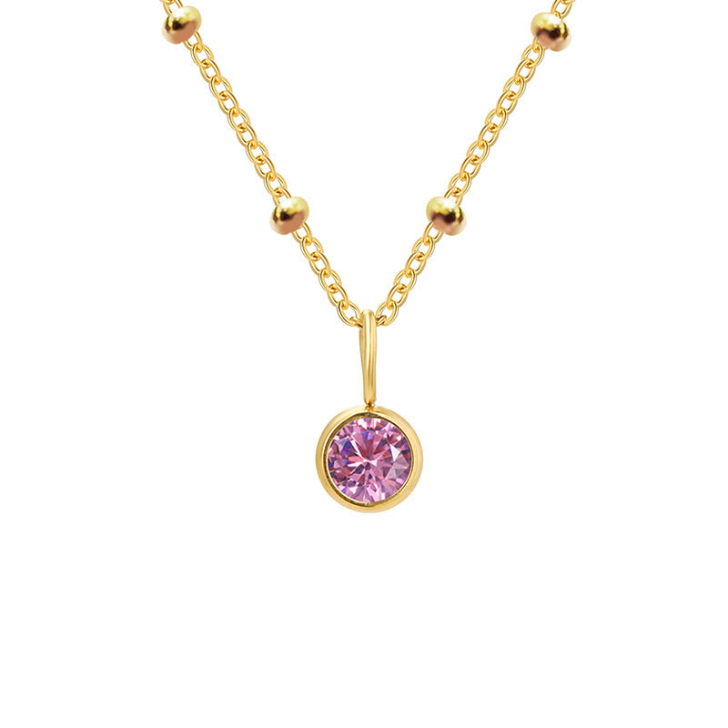 Olivenorma 8mm Round Birthstone Pendant Necklace - OCTOBER-Tourmaline - Golden - image 37