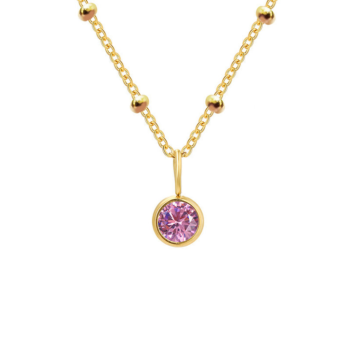Olivenorma 8mm Round Birthstone Pendant Necklace - OCTOBER-Tourmaline - Golden - image 37