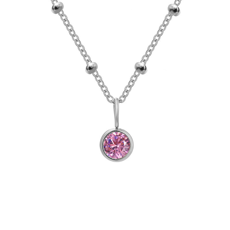 Olivenorma 8mm Round Birthstone Pendant Necklace - OCTOBER-Tourmaline - Silver - image 38