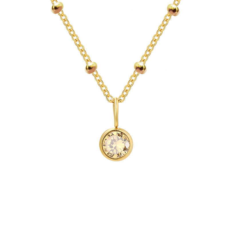 Olivenorma 8mm Round Birthstone Pendant Necklace - NOVEMBER-Citrine - Golden - image 41