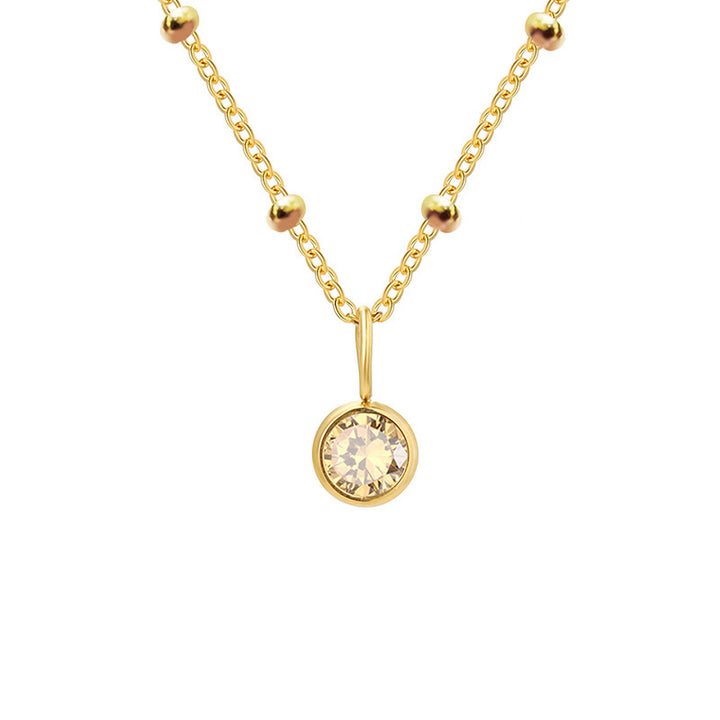 Olivenorma 8mm Round Birthstone Pendant Necklace - NOVEMBER-Citrine - Golden - image 41