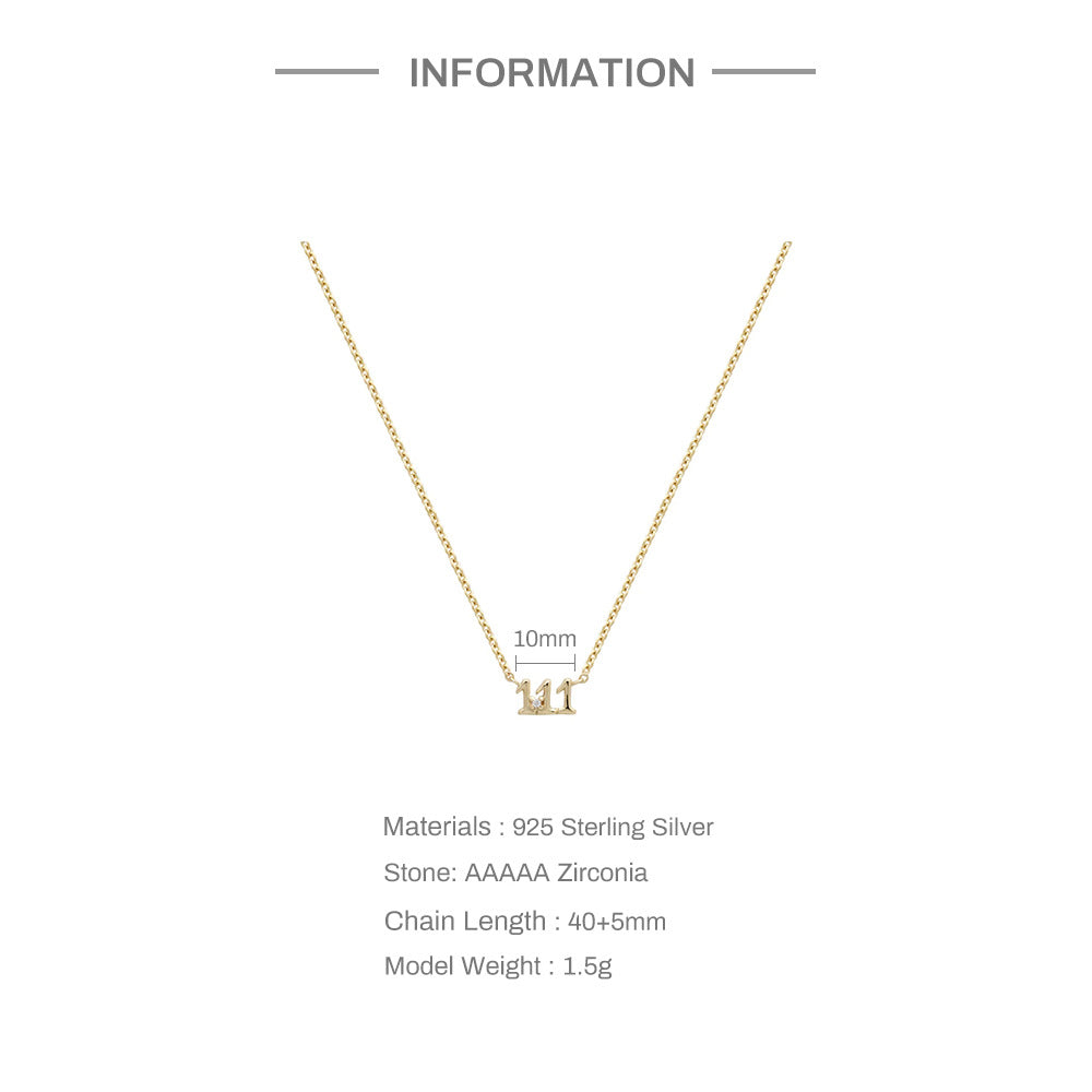 Olivenorma 925 Sterling Silver Angel Number Collarbone Necklace - image 8