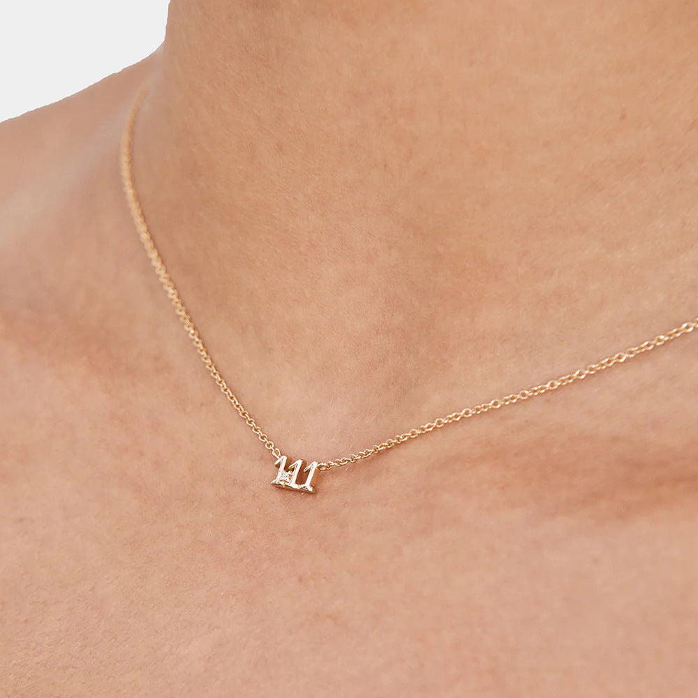Olivenorma 925 Sterling Silver Angel Number Collarbone Necklace - image 2