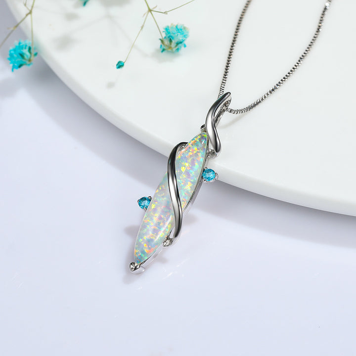 Olivenorma Special Horse Eye White Opal Pendant Necklace - image 7