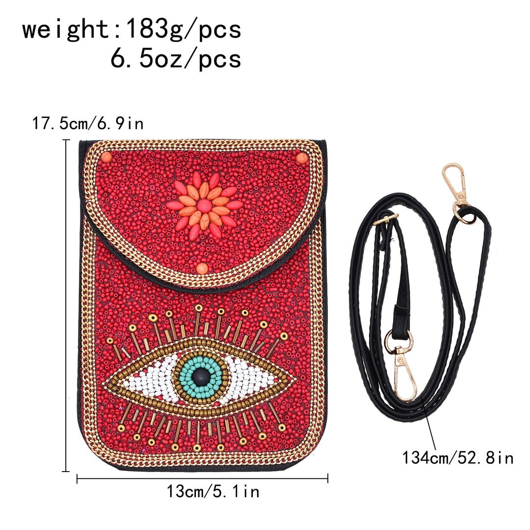 Olivenorma Bohemian Beaded Evil Eye Hamsa Mobile Phone Bag - image 7