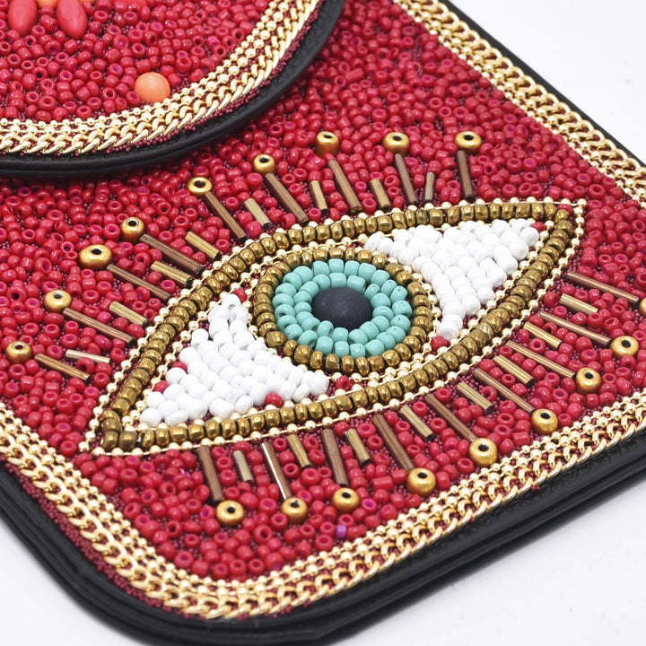 Olivenorma Bohemian Beaded Evil Eye Hamsa Mobile Phone Bag - image 6