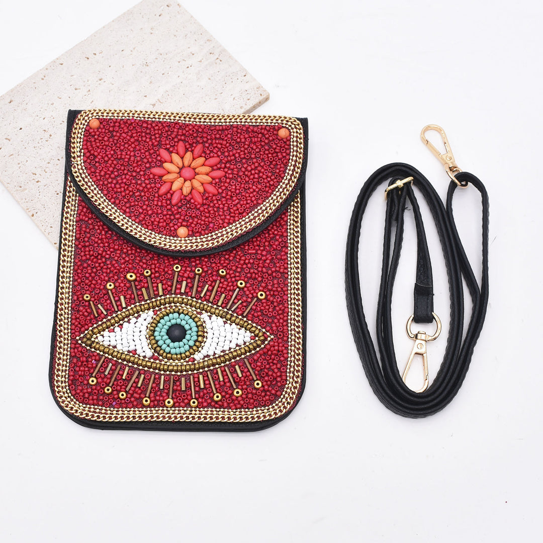 Olivenorma Bohemian Beaded Evil Eye Hamsa Mobile Phone Bag - image 3