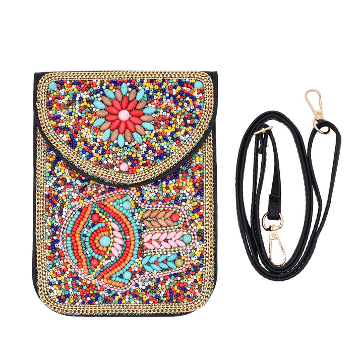 Olivenorma Bohemian Beaded Evil Eye Hamsa Mobile Phone Bag - Hamsa - image 9