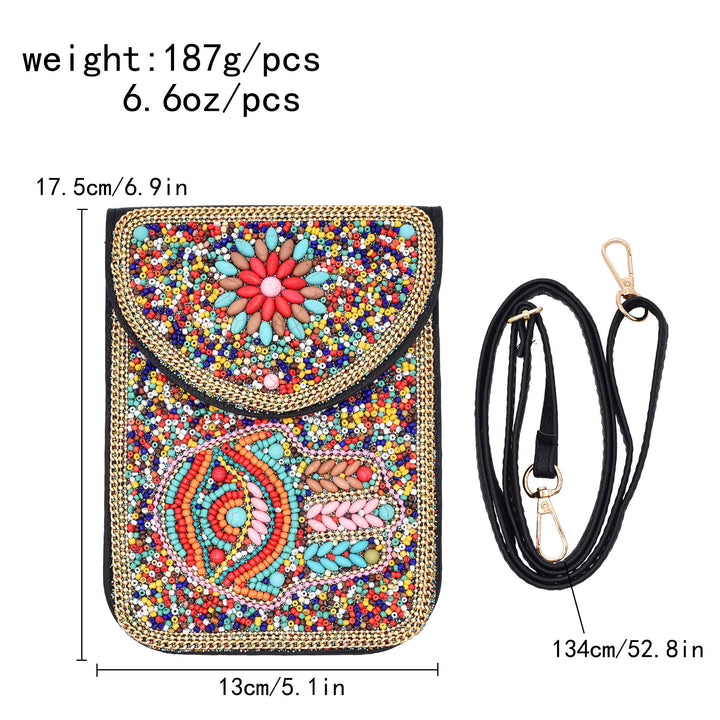 Olivenorma Bohemian Beaded Evil Eye Hamsa Mobile Phone Bag - image 17