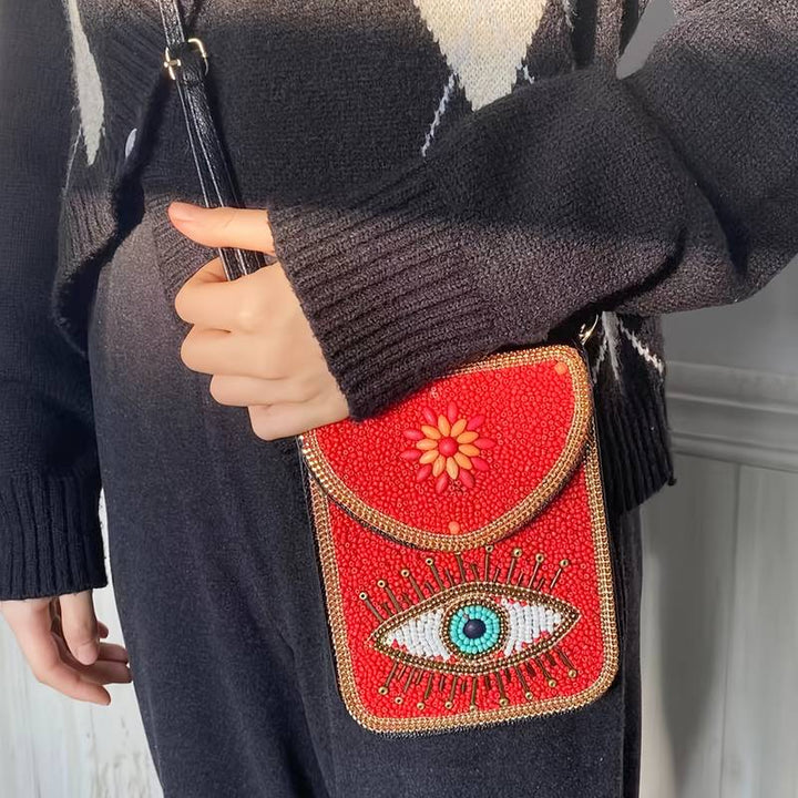 Olivenorma Bohemian Beaded Evil Eye Hamsa Mobile Phone Bag - image 1