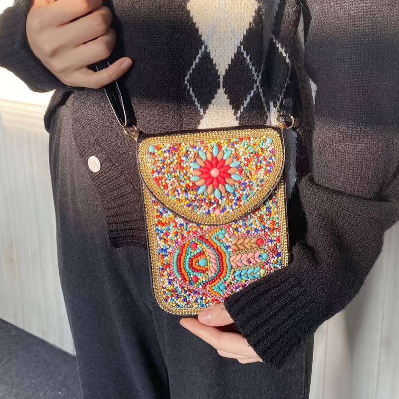 Olivenorma Bohemian Beaded Evil Eye Hamsa Mobile Phone Bag - image 10