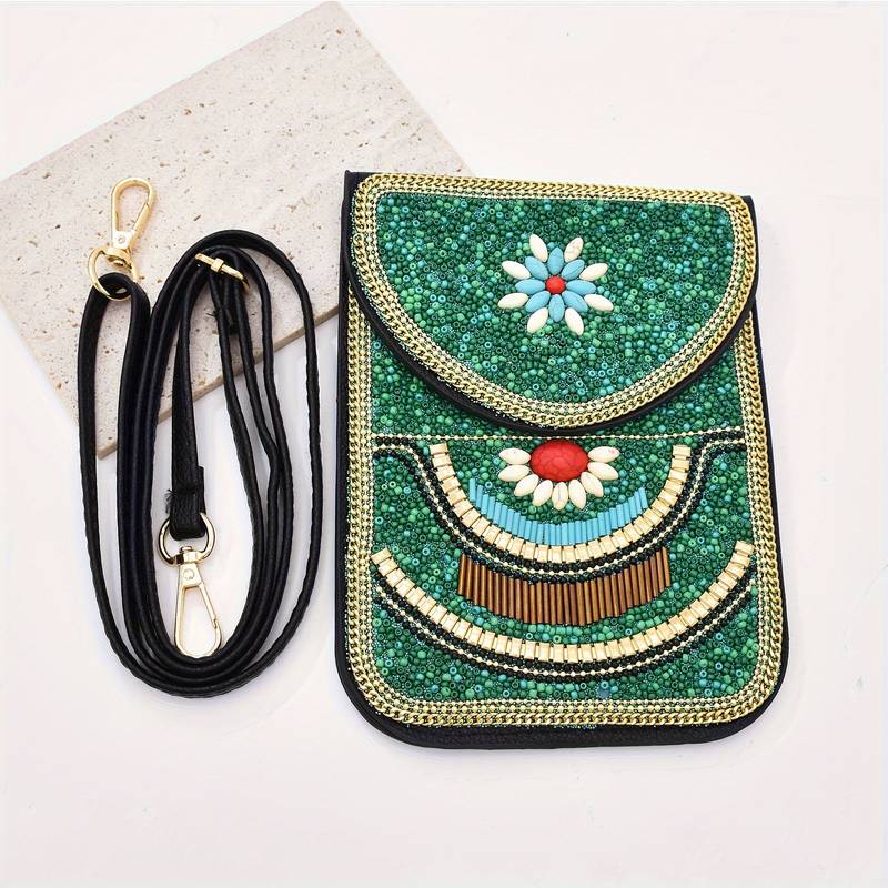 Olivenorma Ethnic Style Beaded Crossbody Mobile Phone Bag - image 7