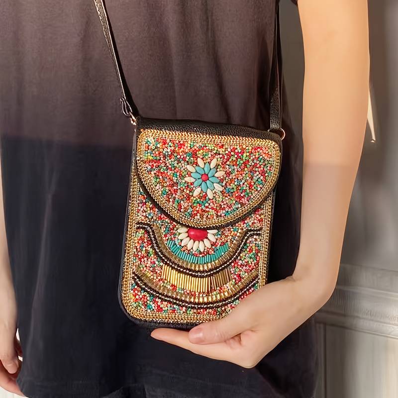 Olivenorma Ethnic Style Beaded Crossbody Mobile Phone Bag - image 13