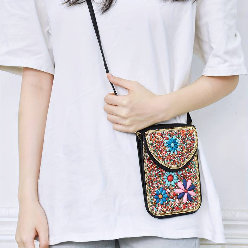 Olivenorma Bohemian Beaded Flower Mobile Phone Bag - image 9