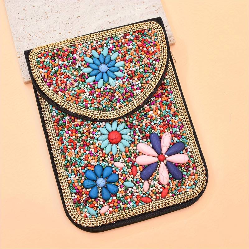Olivenorma Bohemian Beaded Flower Mobile Phone Bag - image 12