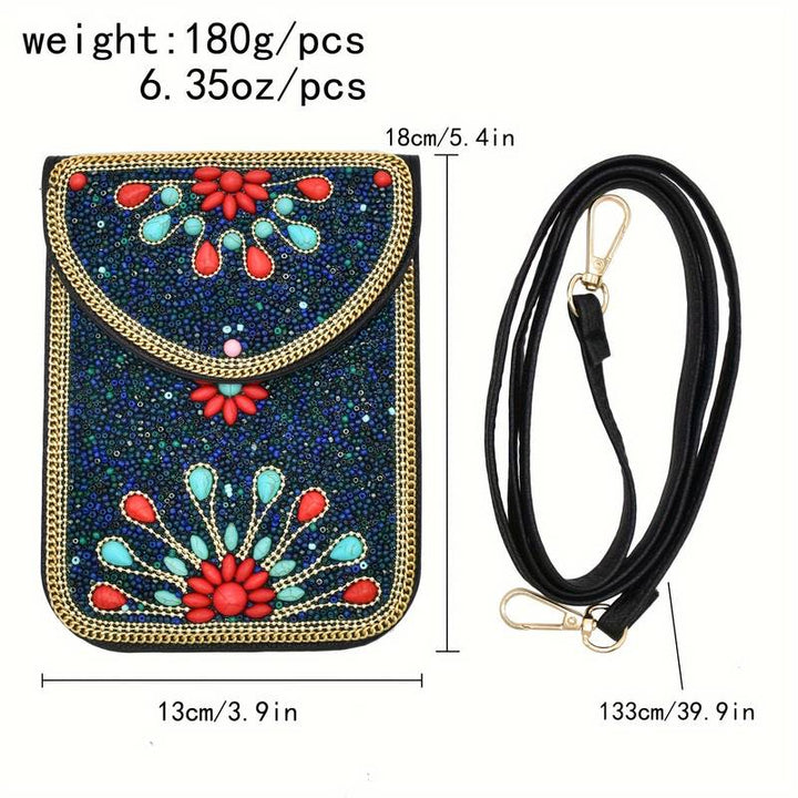 Olivenorma Ethnic Style Beaded Crossbody Mobile Phone Bag - image 8