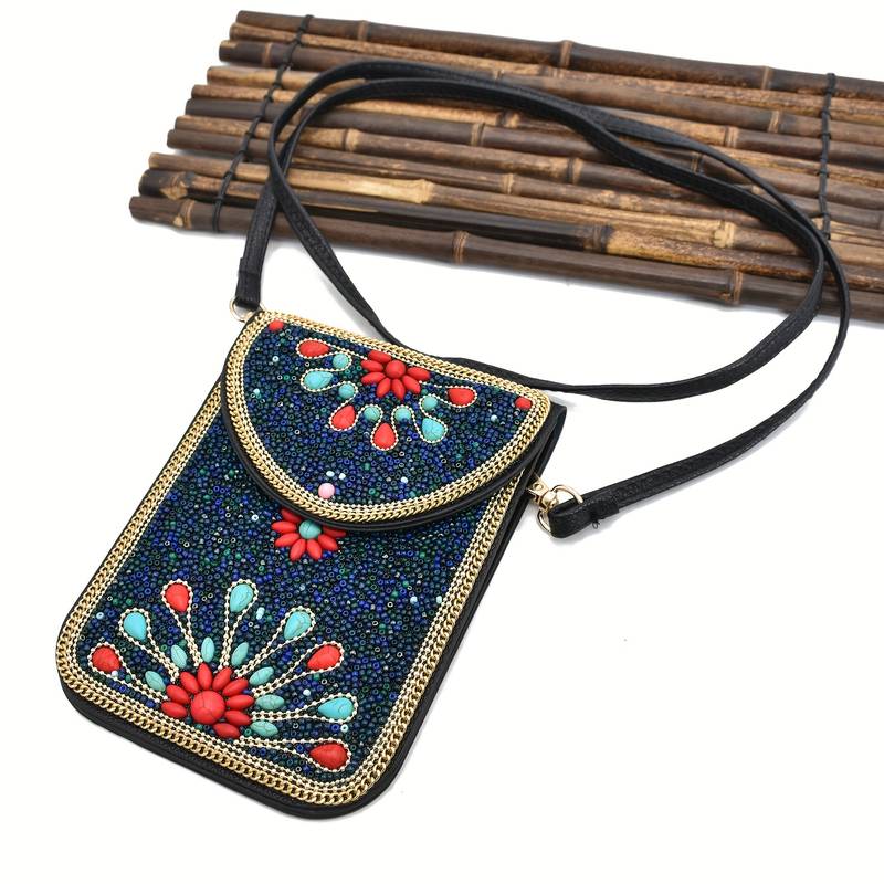 Olivenorma Ethnic Style Beaded Crossbody Mobile Phone Bag - image 5