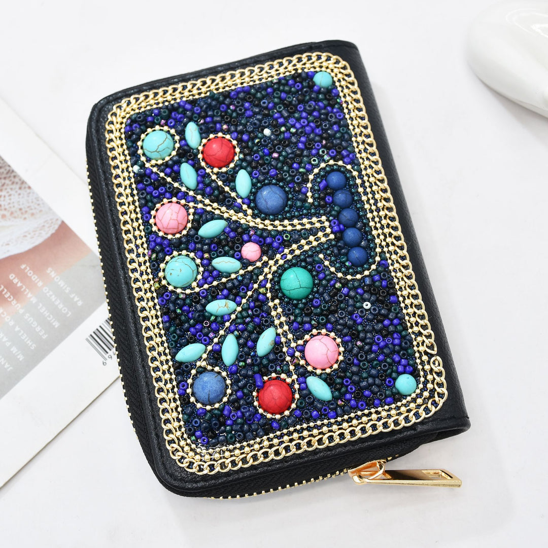 Olivenorma Turquoise Rice Beads Tree Of Life Pattern Clutch Bag - image 3