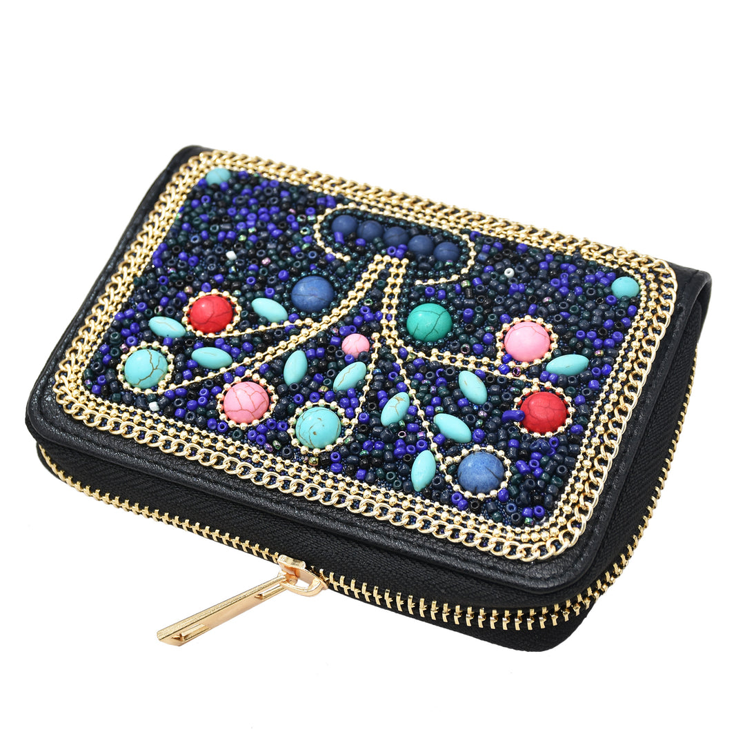 Olivenorma Turquoise Rice Beads Tree Of Life Pattern Clutch Bag - image 7