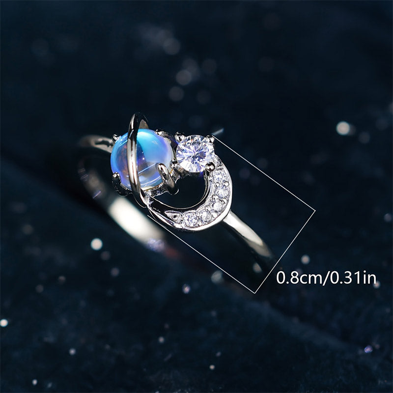 Olivenorma "The Pure Break" - Moon & Planet Moonstone Ring - image 5