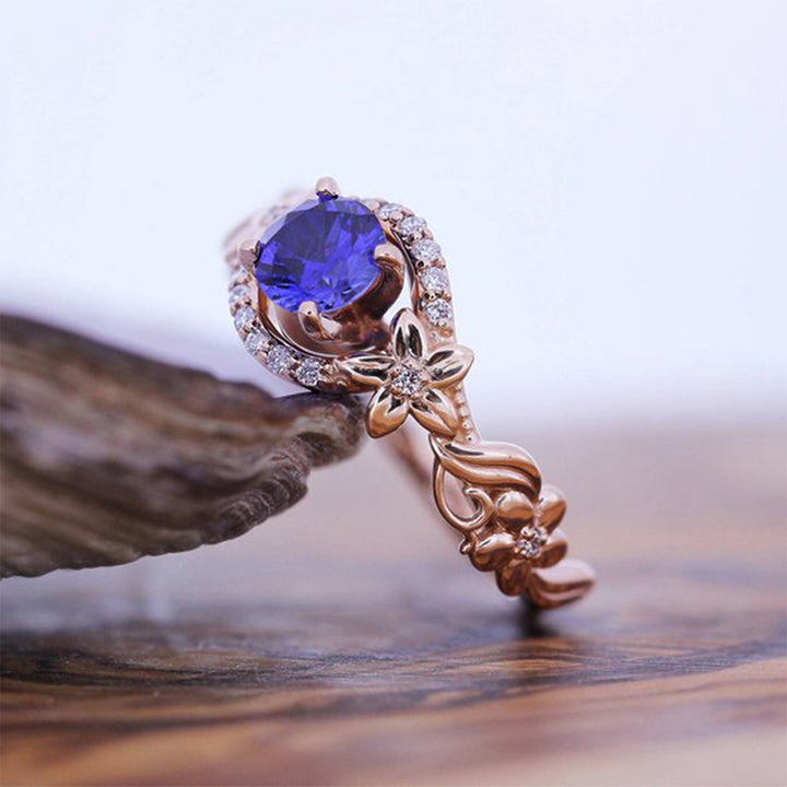 Olivenorma "The Soul Horizon" - Rose Gold Flower Sapphire Ring - image 2