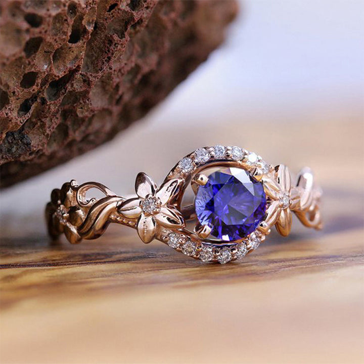 Olivenorma "The Soul Horizon" - Rose Gold Flower Sapphire Ring - 10 - image 0