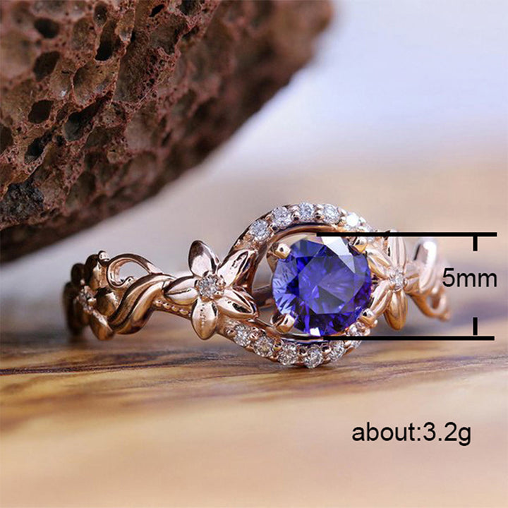 Olivenorma "The Soul Horizon" - Rose Gold Flower Sapphire Ring - image 3
