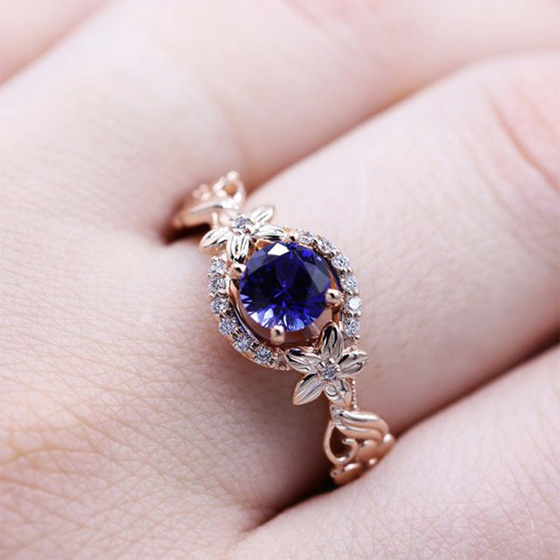 Olivenorma "The Soul Horizon" - Rose Gold Flower Sapphire Ring - image 1