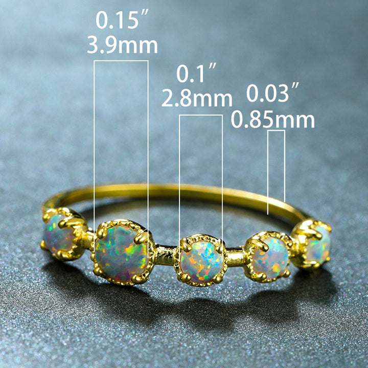 Olivenorma Five Blue White Opal Simple Designs Ring - image 14
