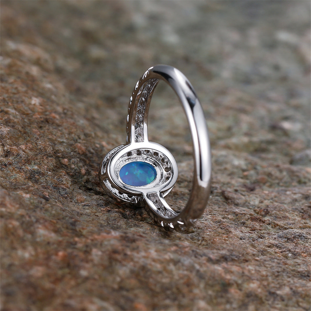 Olivenorma Oval Opal Trim Braided Rope Pattern Ring - image 3