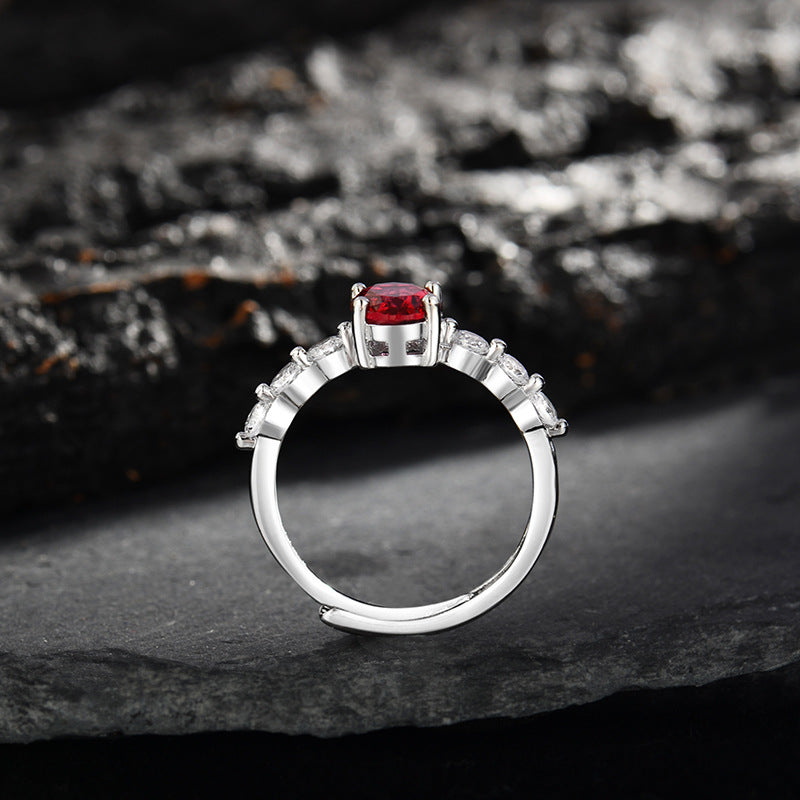 Olivenorma Oval Ruby Quartz Zircon Adjustable Ring - image 3