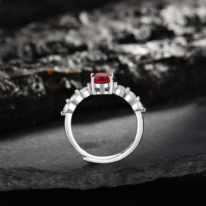 Olivenorma Oval Ruby Quartz Zircon Adjustable Ring - image 3