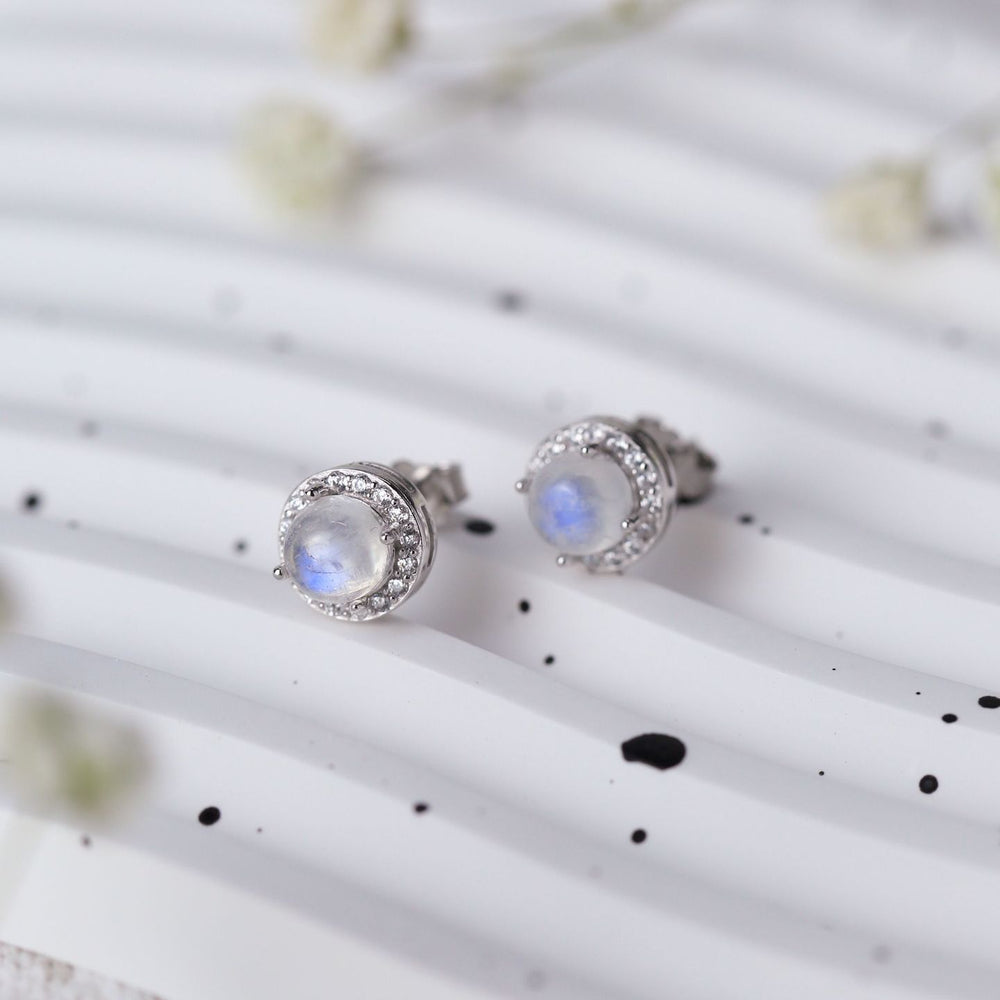 Olivenorma Moonstone S925 Sterling Silver Earrings - Moonstone&Silver - image 1