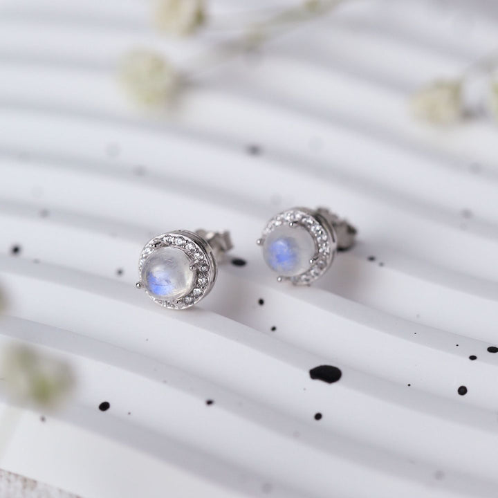 Olivenorma Moonstone S925 Sterling Silver Earrings - Moonstone&Silver - image 1