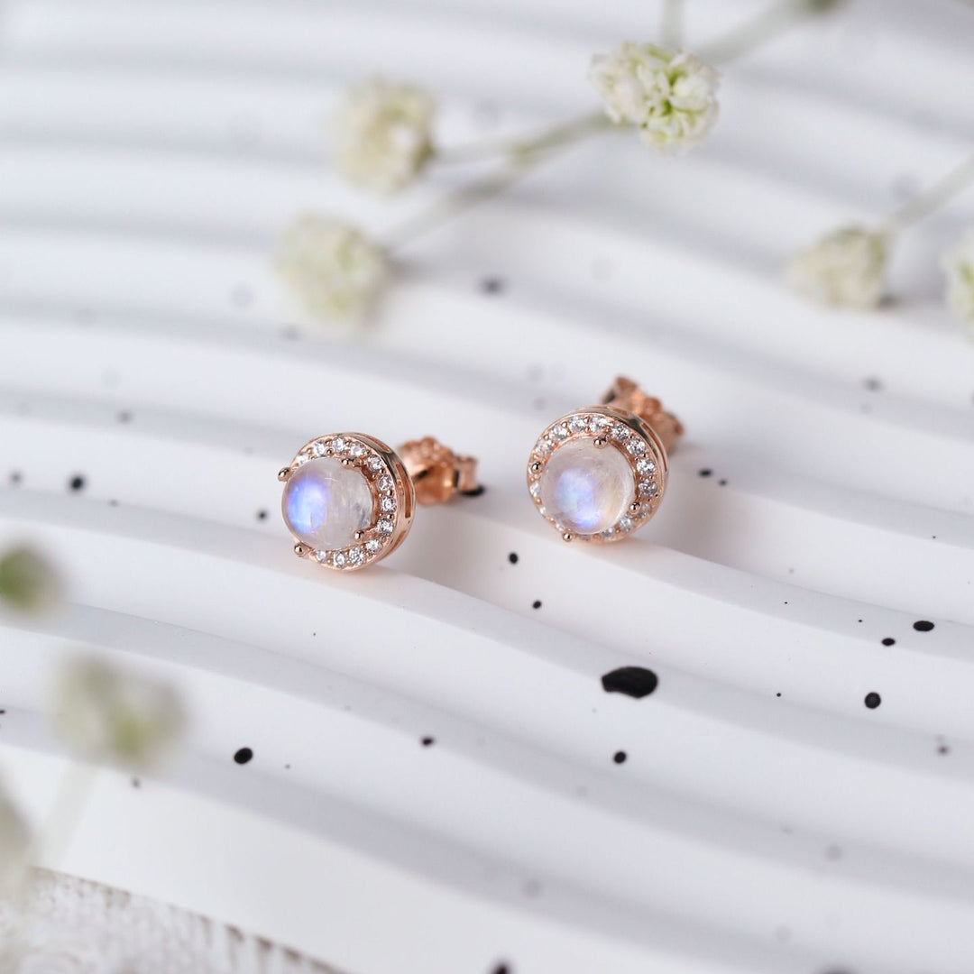 Olivenorma Moonstone S925 Sterling Silver Earrings - Moonstone&Rose Gold - image 3