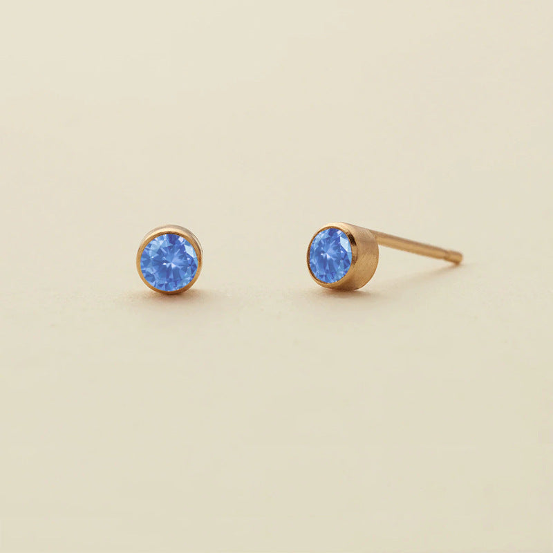 Olivenorma Birthstone Zircon Simple Earrings - March-Aquamarine - image 5
