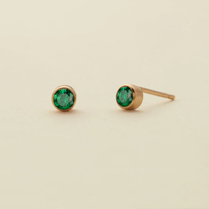 Olivenorma Birthstone Zircon Simple Earrings - May-Emerald - image 9